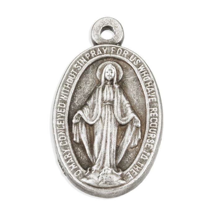 Miraculous Medal 0.81" in Antiqued Silver Finish