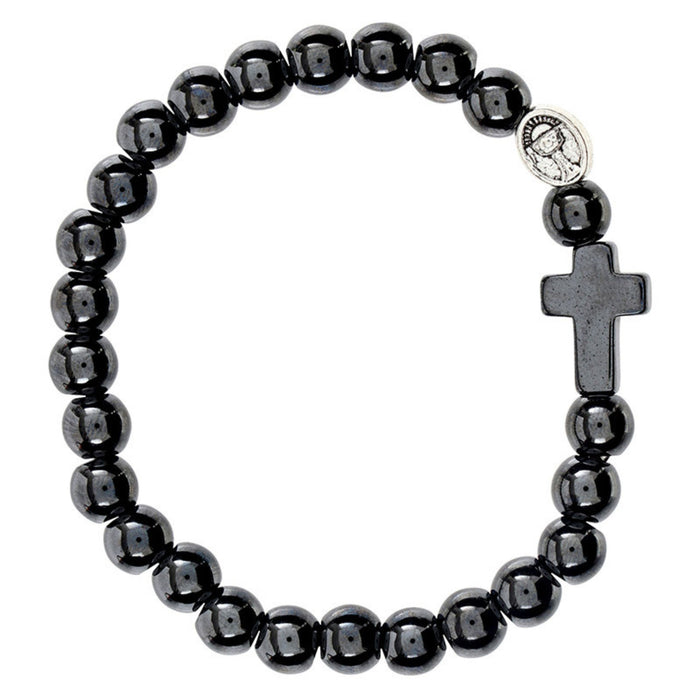 First Communion Bracelet Hematite Beads With Chalice Bead