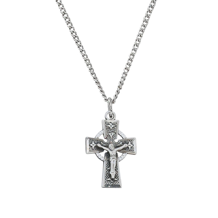 Celtic Crucifix Necklace Sterling Silver on 18" Chain