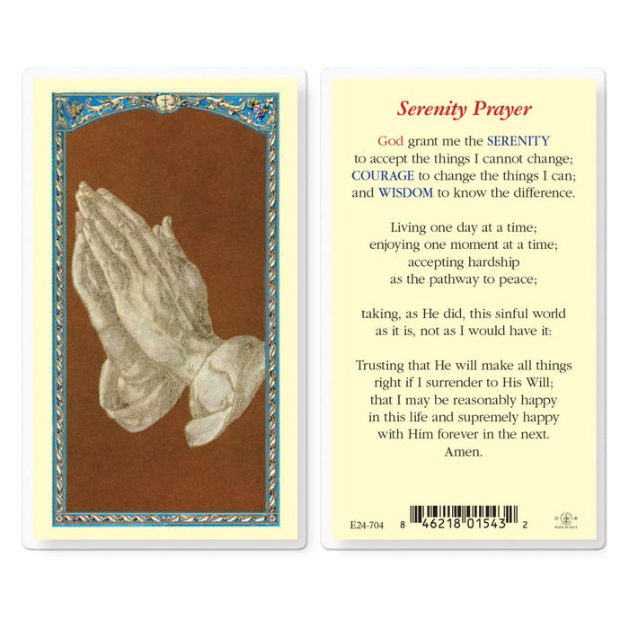 Serenity Prayer with Long Version Holy Card