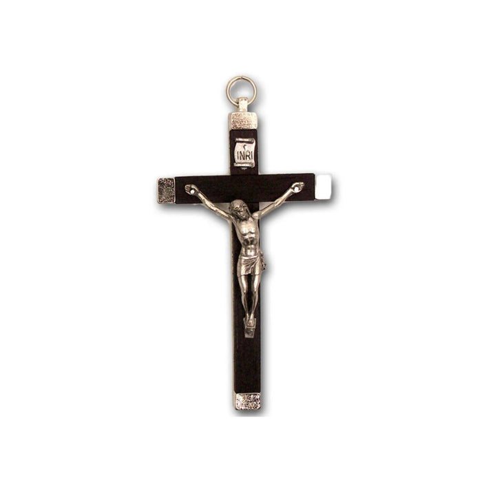 Crucifix 3.75" Black Wood with Metal Ends