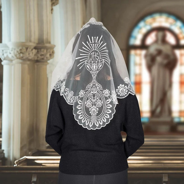 White Chalice and Cross Chapel Veil