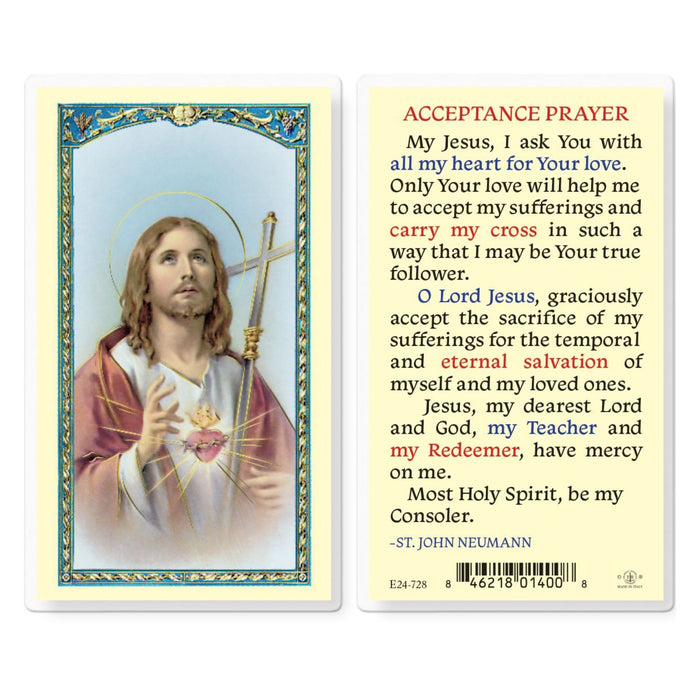 Acceptance Prayer (suffering) St John Neumann Holy Card