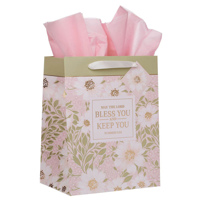 Gift Bag (Large) Bless and Keep You in Blush Bloom