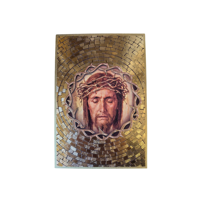 Holy Face 4" x 6" Gold Foil Mosaic Plaque