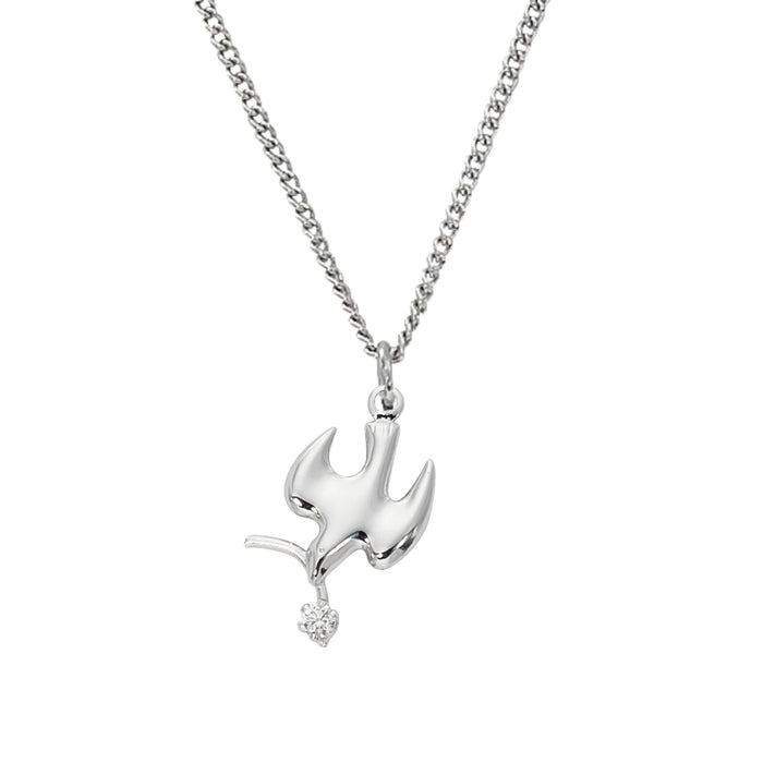 Holy Spirit with Branch Medal Sterling Silver on 16-18" Chain