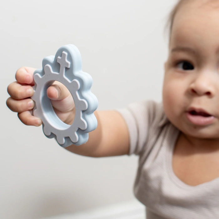 Baby's First Rosary in Blue Natural Rubber Teether