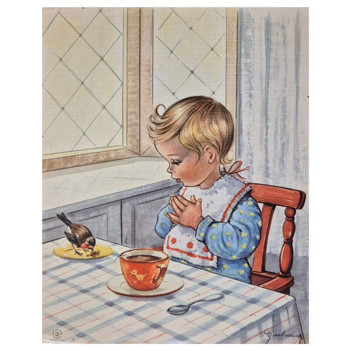 Vintage Children Praying by Giuliani Print  8" x 10"