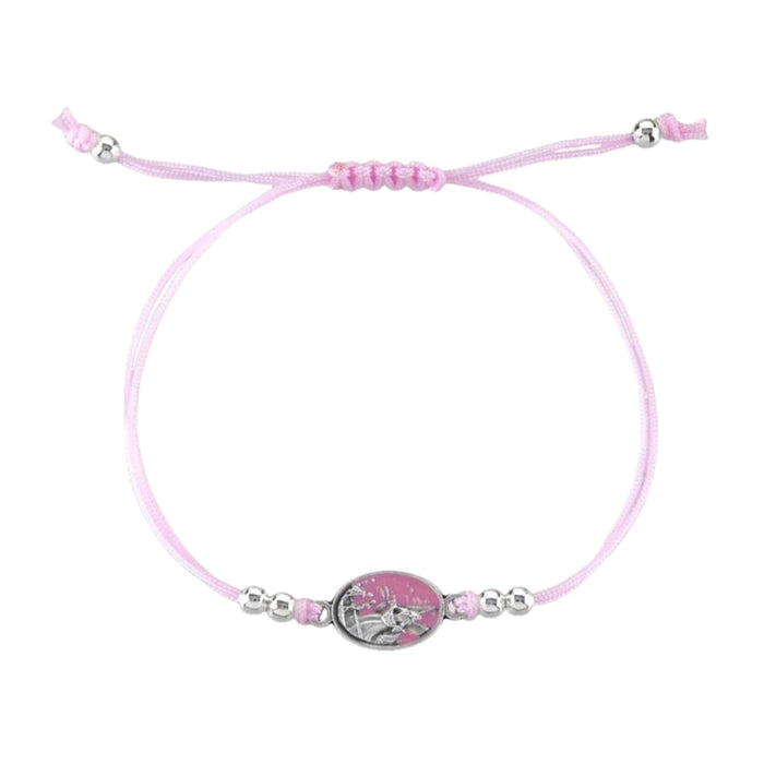 Pink Cord Bracelet with Guardian Angel Medal