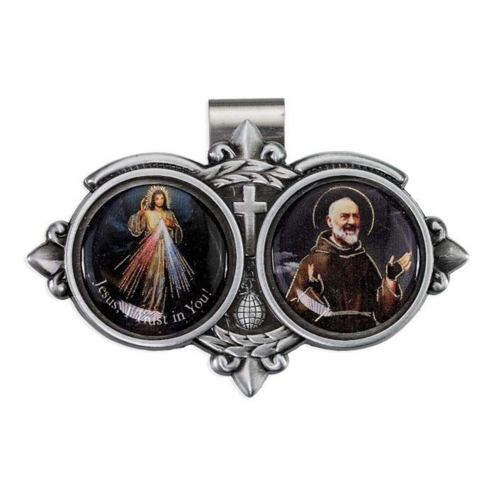 Visor Clip St. Pio and Divine Mercy Color Resin