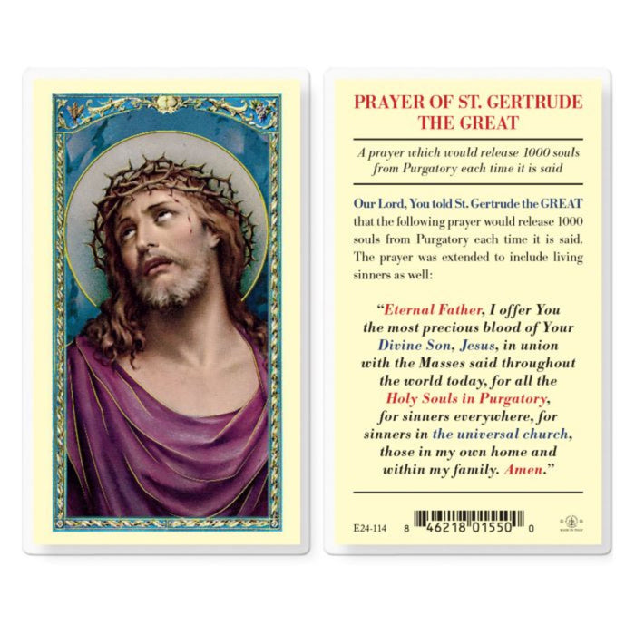 St Gertrude Prayer for Souls in Purgatory Holy Card