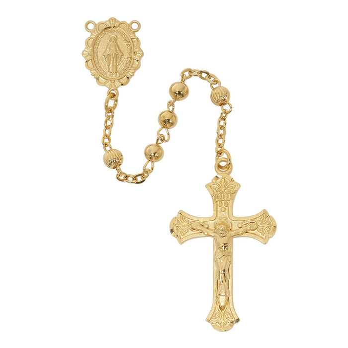 Rosary 4mm Gold Over Sterling Silver