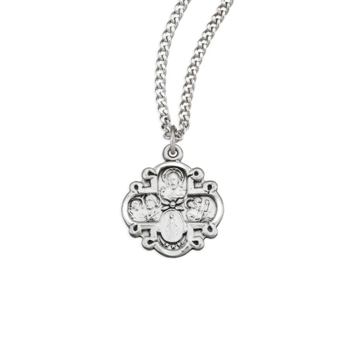 Four Way Medal with Fancy Frame on 18" Chain