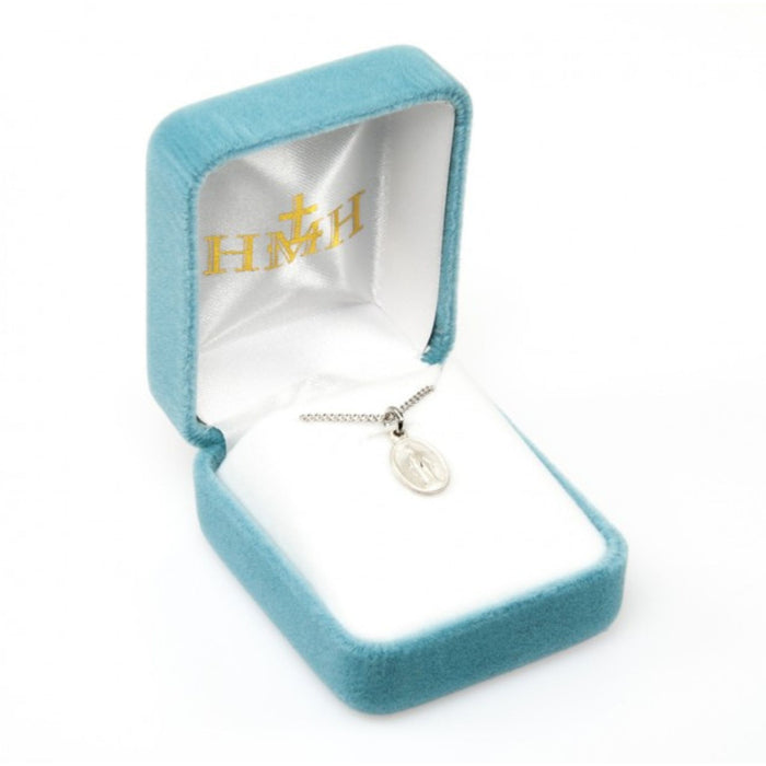 Child's Miraculous Medal 0.5" Sterling Silver on 13" Chain