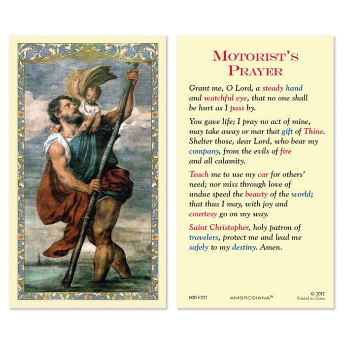 St Christopher Motorist's Prayer Holy Card