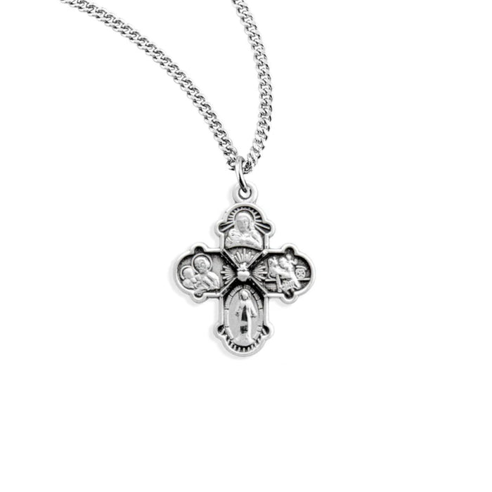 Four-Way Medal Sterling Silver on 16" Chain