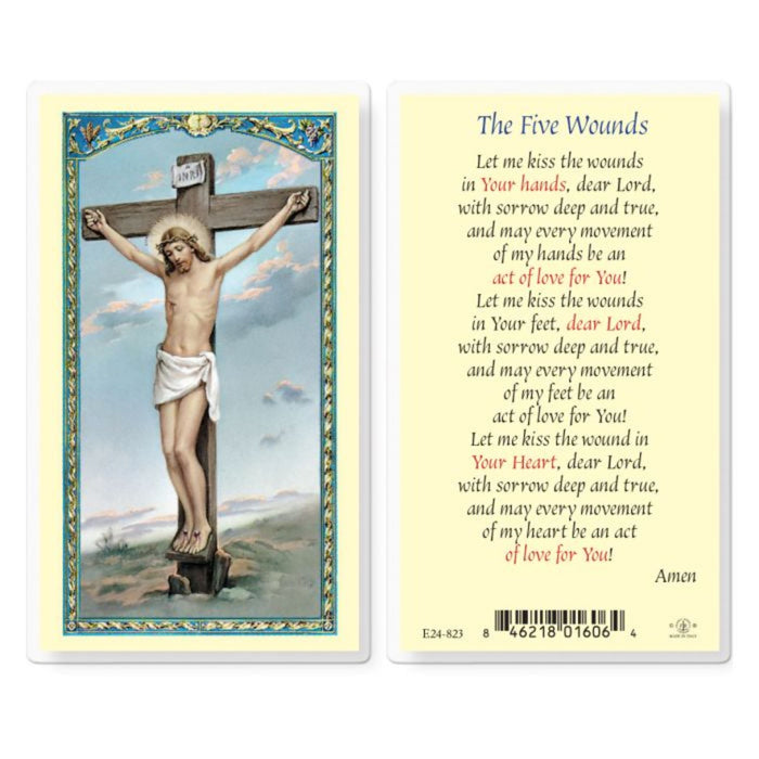 The Five Wounds Holy Card