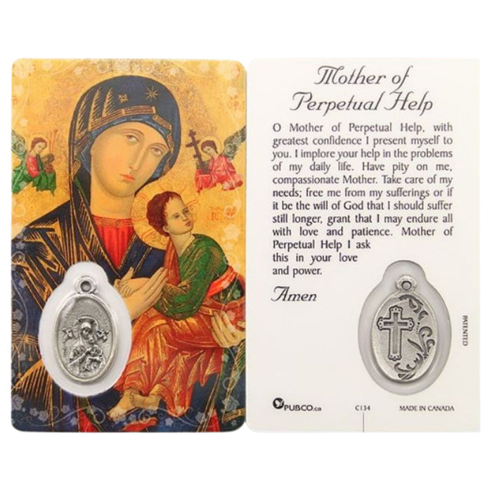 Mother of Perpetual Help Prayer Card with Medal