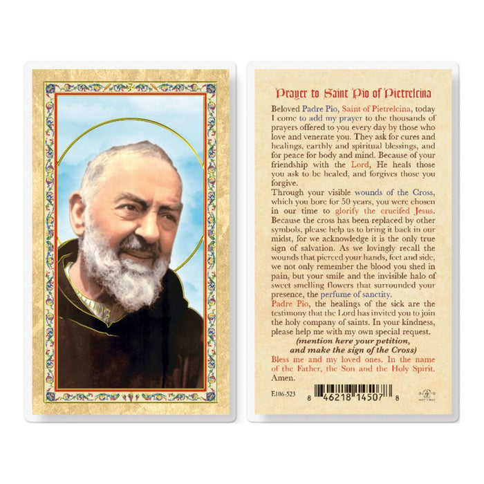 Prayer to St Pio Holy Card