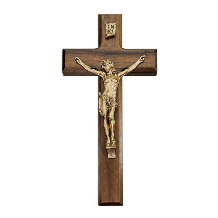 10" Walnut Crucifix with Museum Gold Corpus