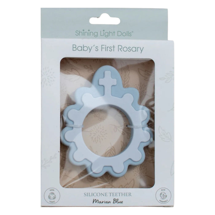 Baby's First Rosary in Blue Natural Rubber Teether
