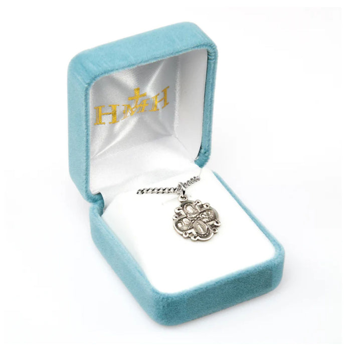 Four Way Medal with Fancy Frame on 18" Chain