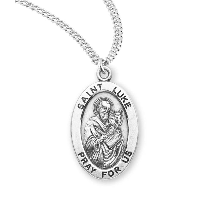 St Luke Medal Sterling Silver on 20" Chain