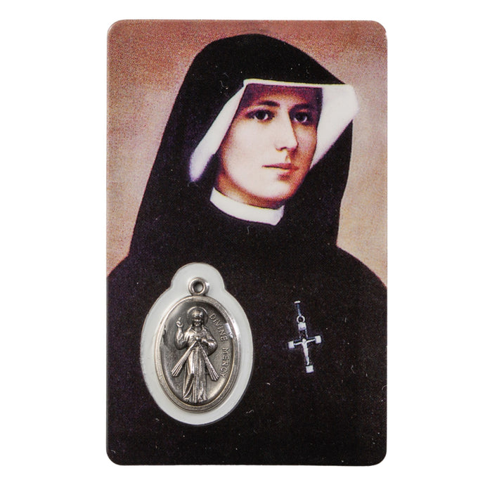 St Faustina Prayer Card with Medal
