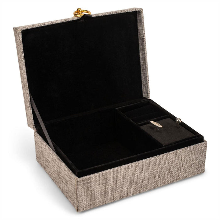 Music Box Saved By Grace 7.5" x 5.5" Gray Linen