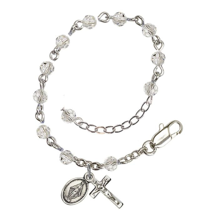 Child Rosary Bracelet Clear Crystal Swarovski Beads