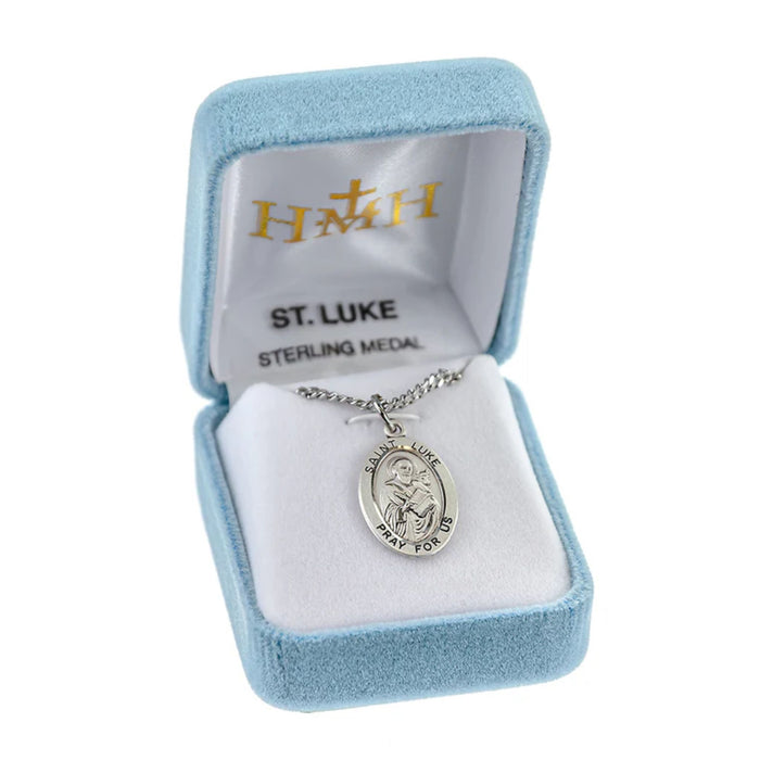 St Luke Medal Sterling Silver on 20" Chain