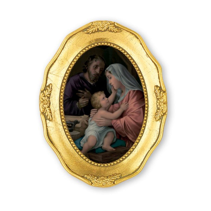 Holy Family in Gold Leaf Oval Frame