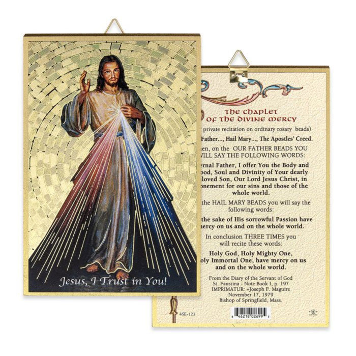 Divine Mercy 4" x 6"  Gold Foil Mosaic Plaque