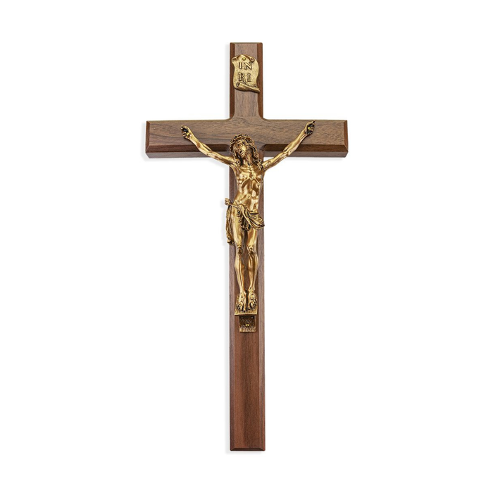 15" Walnut Cross with Gold Tone Corpus