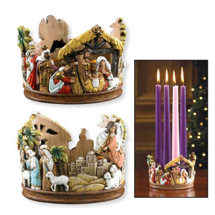 Advent Wreath Nativity Scene 3.5" Resin