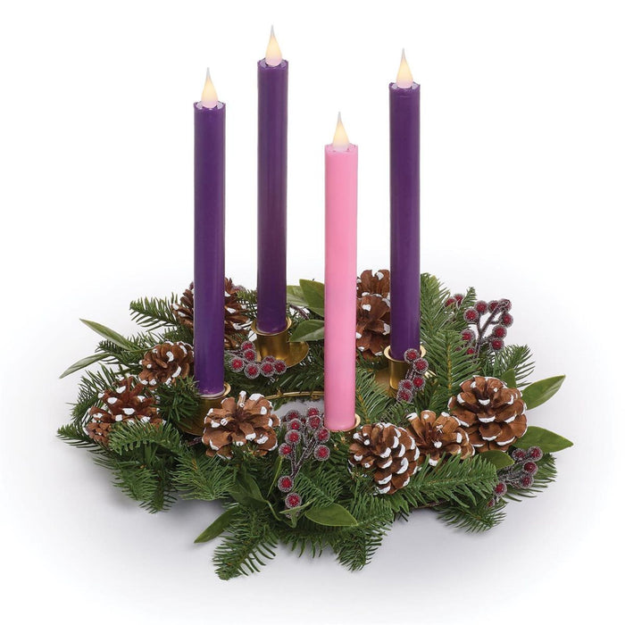 Advent Wreath 14" with Pinecones and Red Berries