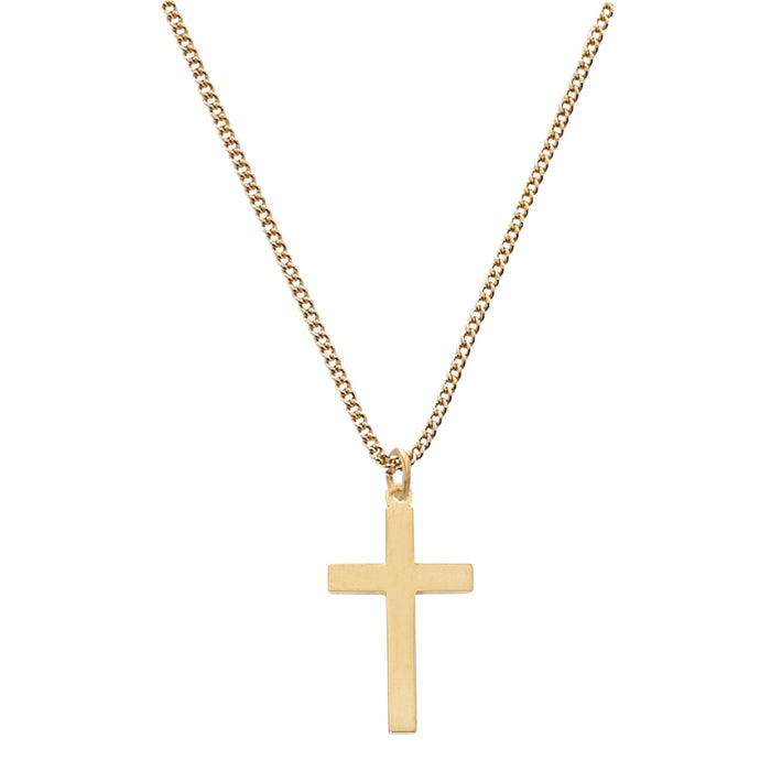 Cross Plain Style Gold over Sterling on 20" Chain