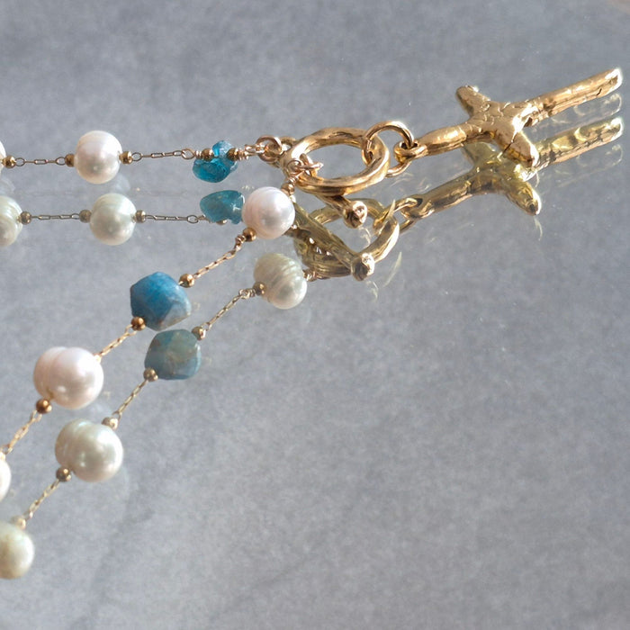Awesome Wonder Cross Necklace in White and Teal