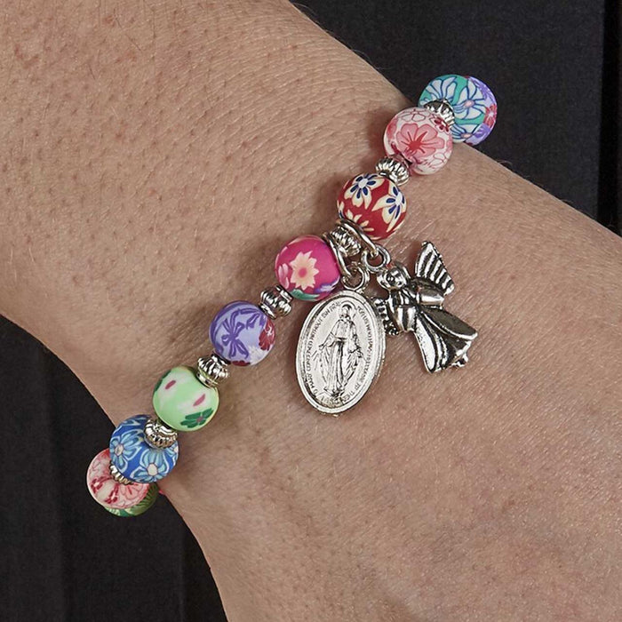 Bracelet with Flower Print Beads
