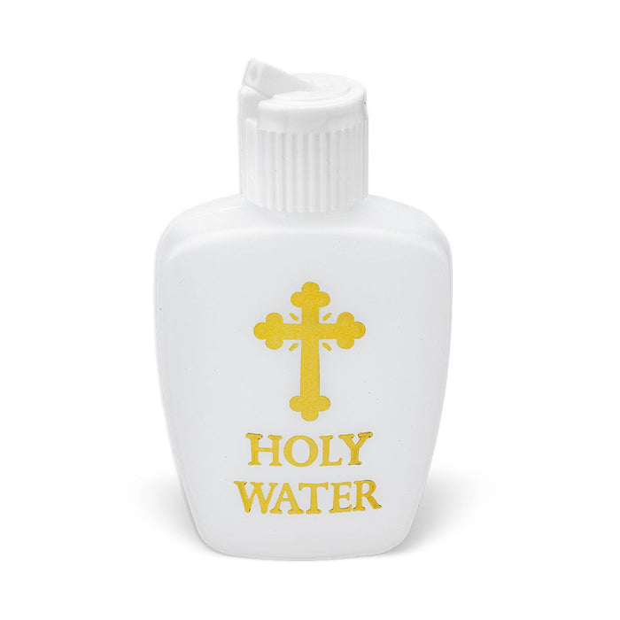 Holy Water Bottle with Gold Cross 2 oz Plastic