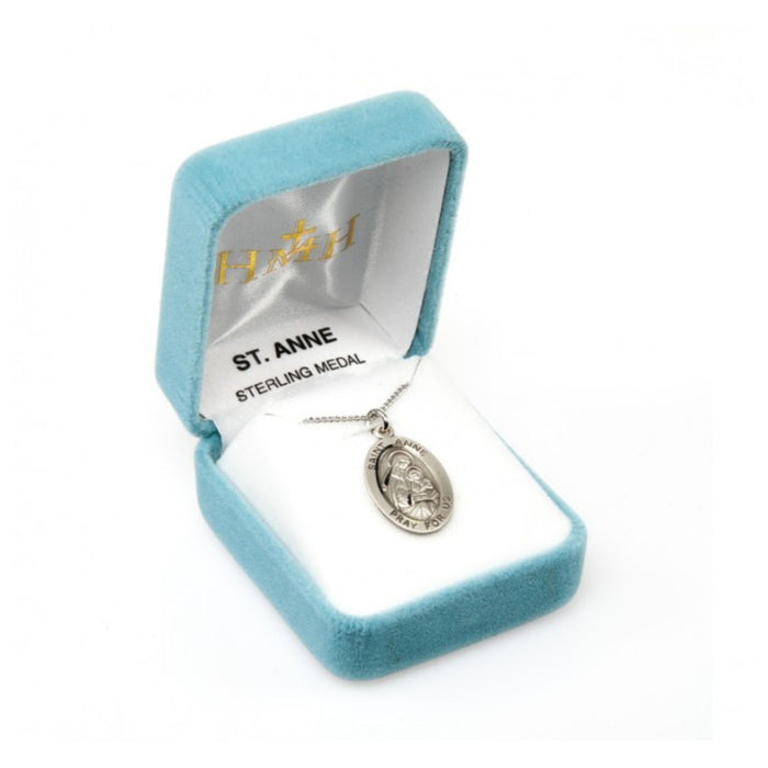 St Anne Medal Sterling Silver Oval on 18" Chain
