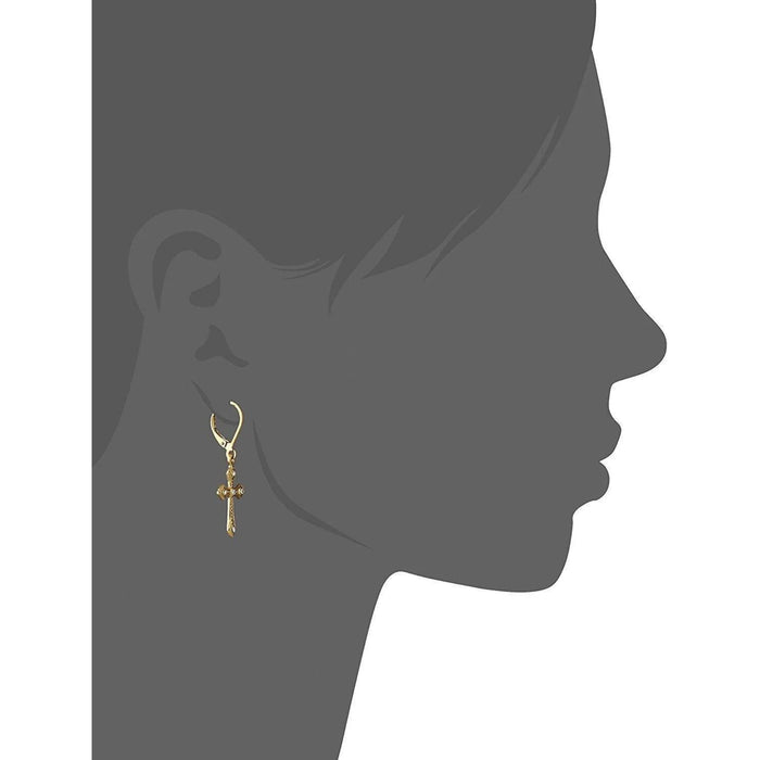 Passion Cross Crystal Accent Drop Earrings
