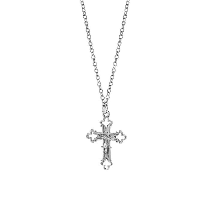Silver Crucifix Pendant Necklace 18"