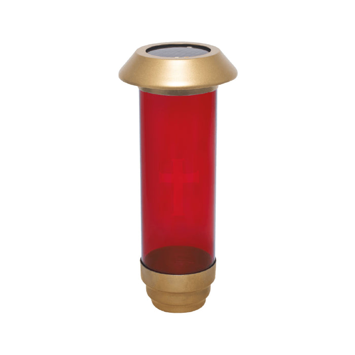 Solar Cemetery Lamp in Red with Stake