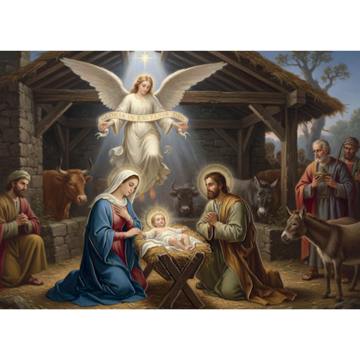 Nativity with Angel Boxed Card Set
