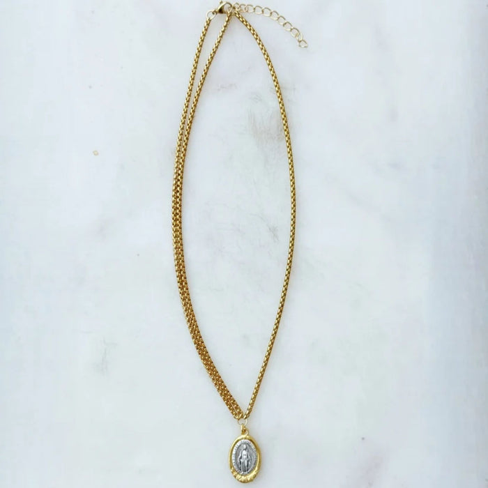 Miraculous Mary Two Toned 18" Necklace