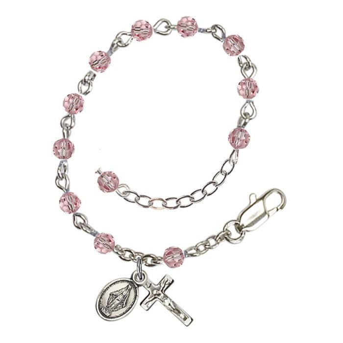 Child Rosary Bracelet Light Rose Swarovski Beads
