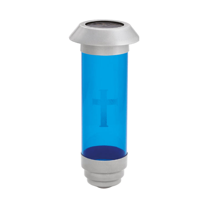 Solar Cemetery Lamp in Blue with Stake