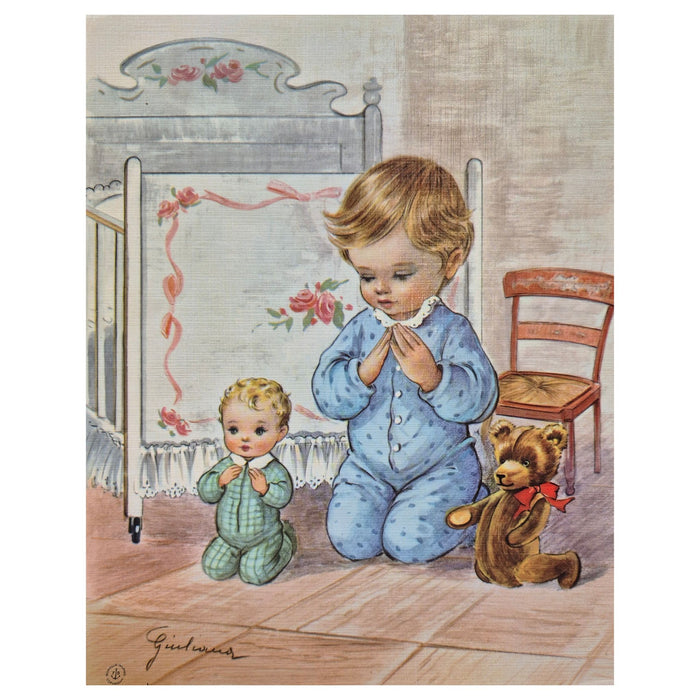 Vintage Children Praying by Giuliani Print  8" x 10"