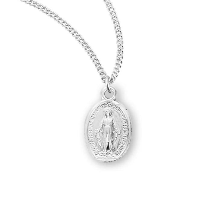 Miraculous Medal 0.5" Sterling Silver on 18" Chain